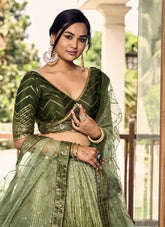 Beautifying Green Colour Lehenga Choli